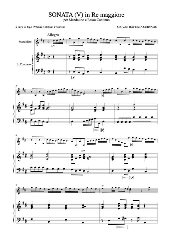 Sonata (V) in D Major for Mandolin and Continuo