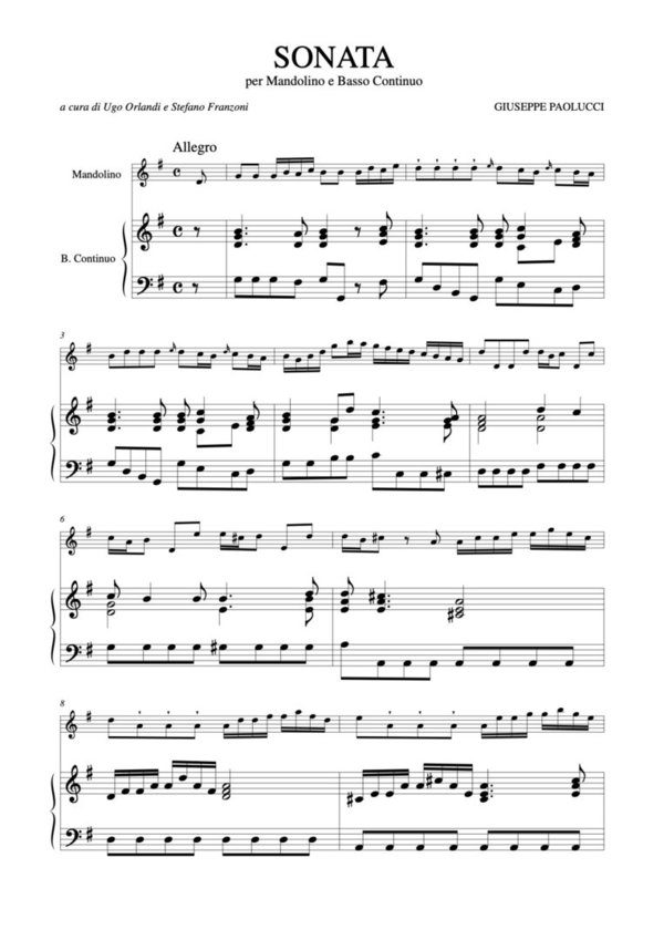 Sonata in G Major for Mandolin and Continuo