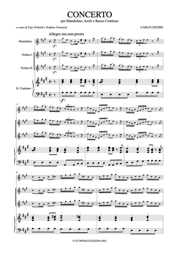 Concerto in A Major for Mandolin, Strings and Continuo [Score]