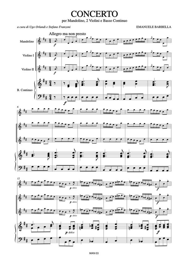 Concerto in D Major for Mandolin, Strings and Continuo [GUIÓN]