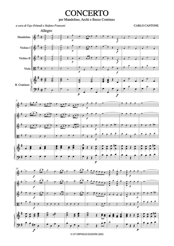 Concerto in G Major for Mandolin, Strings and Continuo [GUIÓN]